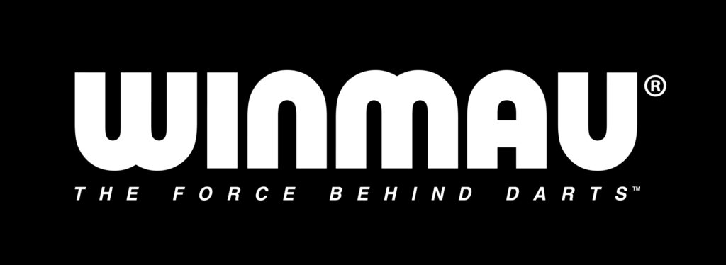 Winmau Logo- White Text with Black Background