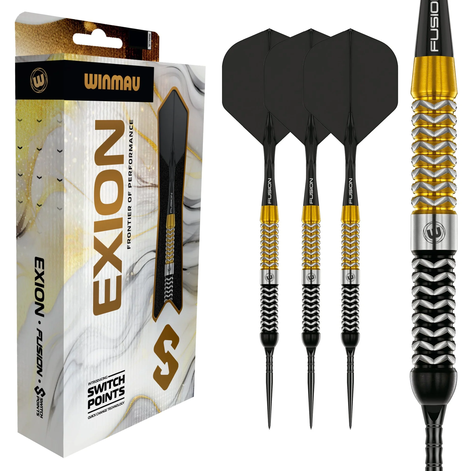 1557_Exion_22g_image1_538b5c3f-5d4a-4c5e-a3f6-2187add2f303 Terasotsaga mängunooled 90% volfram Winmau Exion Parallel Switch Point - Pilt 1